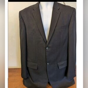PERRY ELLIS Black Gray Pinstripe BLAZER CLASSIC FIT 42R Excellent 2 Button